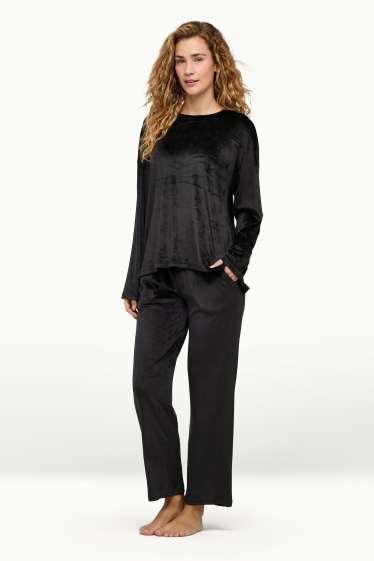 Damen - Winterpyjama - schwarz