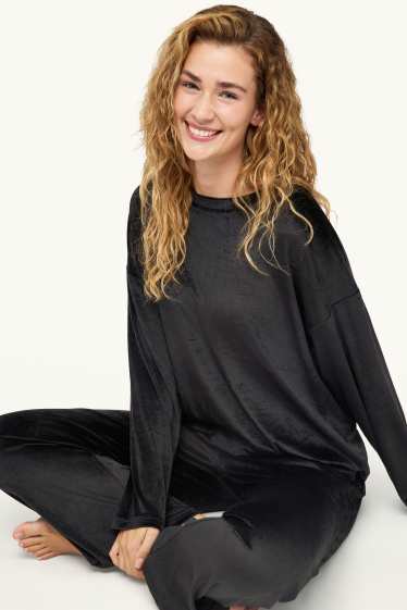 Damen - Winterpyjama - schwarz