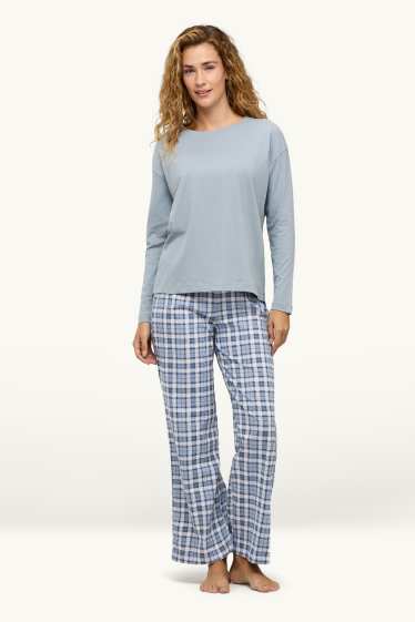 Femmes - Pyjama - bleu / blanc