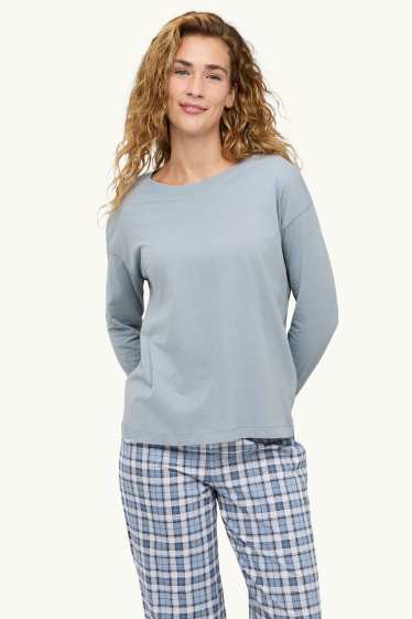 Femmes - Pyjama - bleu / blanc