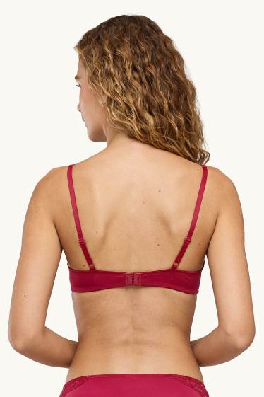 Femmes - Soutien-gorge avec armatures - PLUNGE - ampliforme - effet brillant - rouge