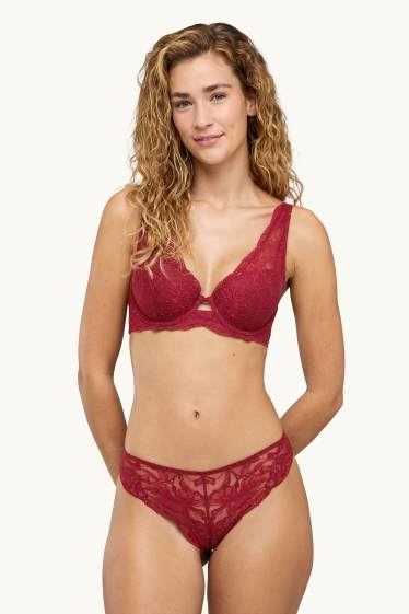 Dames - Slip - glanseffect - donkerrood