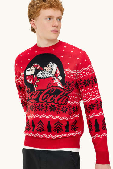 Hommes - Pull de Noël - Coca-Cola - rouge