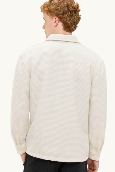 Hommes - Veste-chemise - relaxed fit - col kent - finition texturée - blanc crème