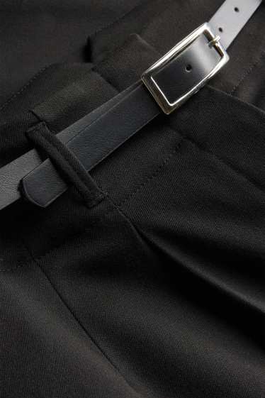 Women - Pantalón de tela con cinturón - high waist - tapered fit - black