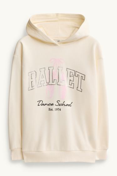 Enfants filles - Ballet - ensemble - sweat à capuche et jupe short - 2 pièces - blanc crème