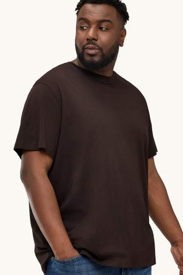 Heren - T-shirt - regular fit - donkerbruin