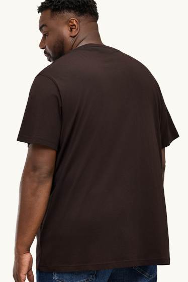 Heren - T-shirt - regular fit - donkerbruin