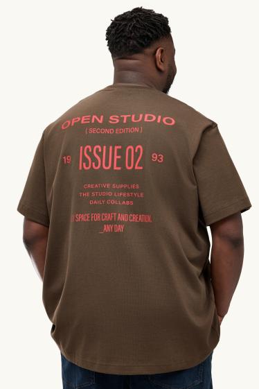 Hommes - T-shirt - relaxed fit - marron