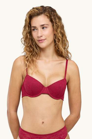 Femmes - Soutien-gorge avec armatures - DEMI - ampliforme - rouge