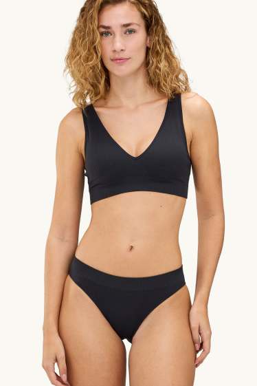 Damen - Multipack 2er - Slip - gerippt - seamless - schwarz