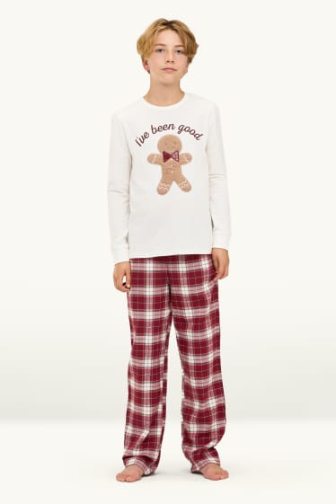 Enfants garçons - Mini Me - pain d'épice - pyjama de Noël enfant - 2 pièces - blanc crème