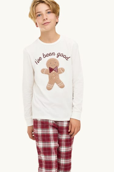 Enfants garçons - Mini Me - pain d'épice - pyjama de Noël enfant - 2 pièces - blanc crème