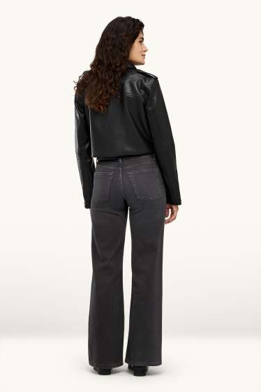 Dona - Texans wide leg - mid waist - jog denim - LYCRA® - texà gris fosc