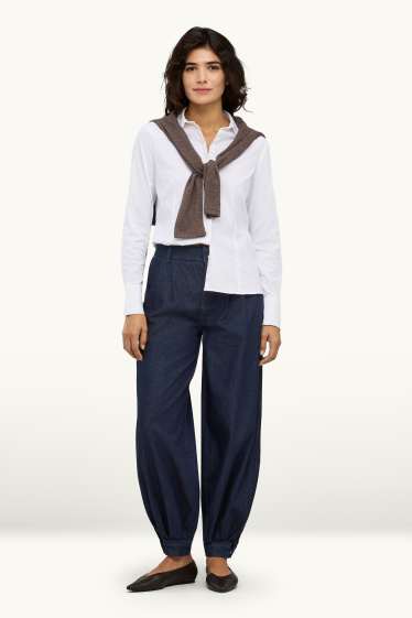 Damen - Jeans-Haremshose - Mid Waist - Barrel Leg - dunkeljeansblau