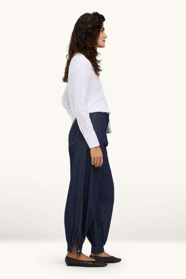 Damen - Jeans-Haremshose - Mid Waist - Barrel Leg - dunkeljeansblau