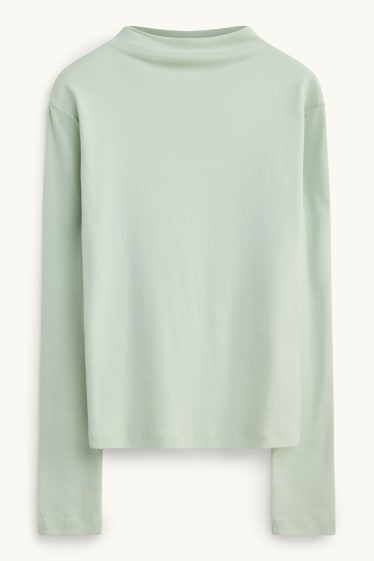 Women - Long sleeve top - slim fit - mint green