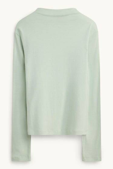 Women - Long sleeve top - slim fit - mint green