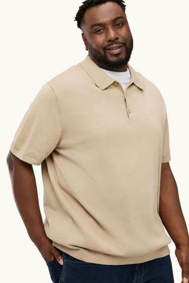 Herren - Strick-Poloshirt - Regular Fit - beige