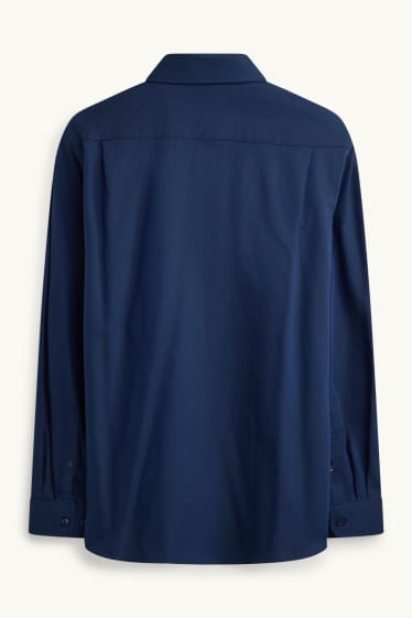 Hommes - Chemise de bureau - regular fit - col kent - facile à repasser - bleu foncé