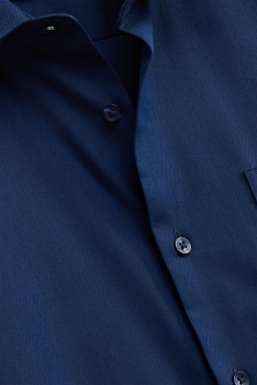 Hommes - Chemise de bureau - regular fit - col kent - facile à repasser - bleu foncé