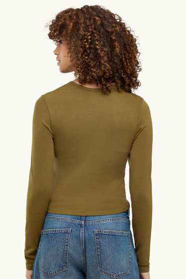Femei - Tricou cu mânecă lungă - slim fit - verde