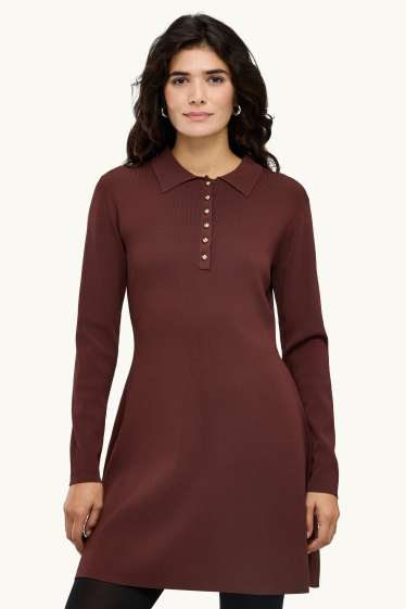 Dona - Vestit ajustat - mescla de viscosa - marró vermellós