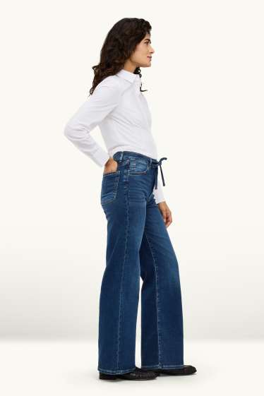 Dona - Texans wide leg - mid waist - jog denim - LYCRA® - texà blau