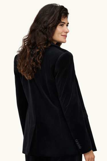 Dona - Blazer llarg de vellut - regular fit - negre