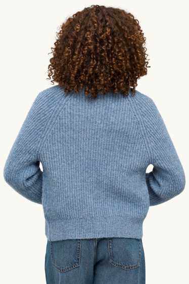 Femmes - Gilet en maille - finition côtelée - bleu clair