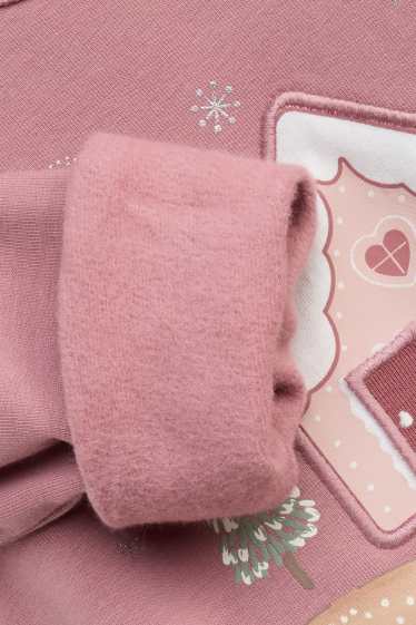 Baby Mädchen - Reh und Häuschen - Baby-Weihnachts-Pyjama - plüschgefüttert - zartrosa