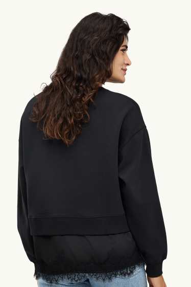 Femmes - Sweat - look 2-en-1 - noir