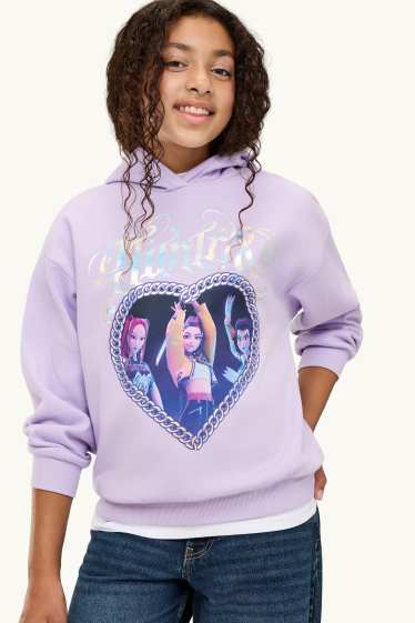 Kinder Mädchen - KPop Demon Hunters - Hoodie - Glanz-Effekt - flieder