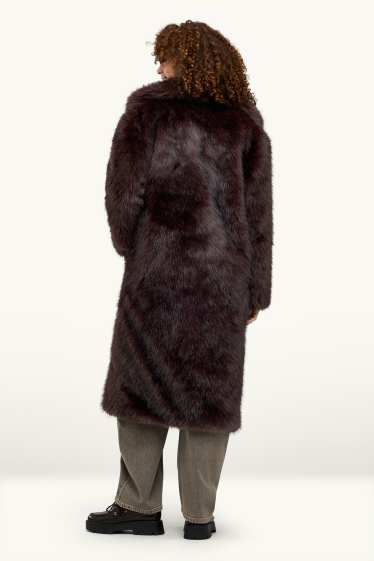 Women - Faux fur coat - dark brown