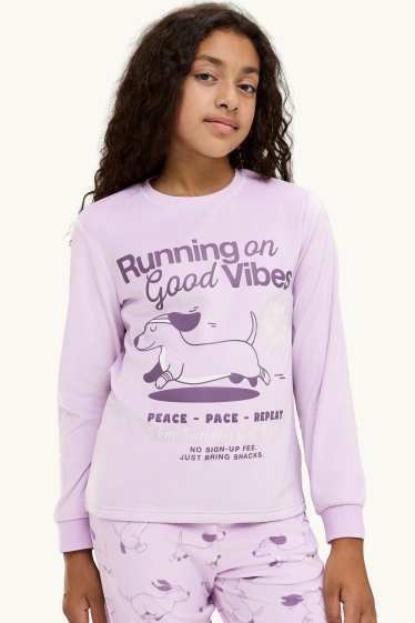 Enfants filles - Teckels - pyjama - 2 pièces - lilas