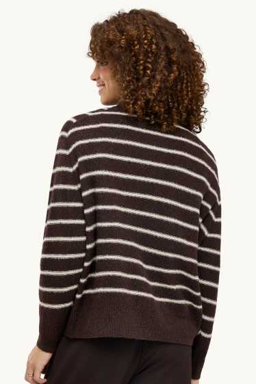 Femmes - Pull - à rayures - marron / blanc crème