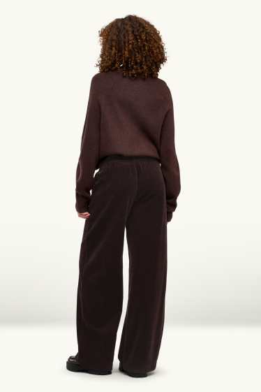 Damen - Cordhose - Mid Waist - Wide Leg - dunkelbraun