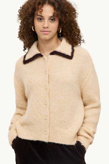 Femmes - Gilet de maille - marron / jaune