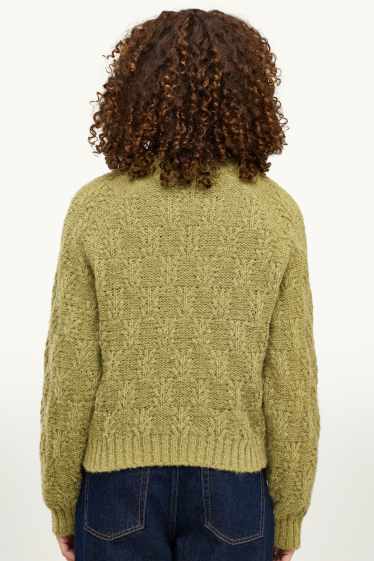Damen - Pullover - Zopfmuster - grün