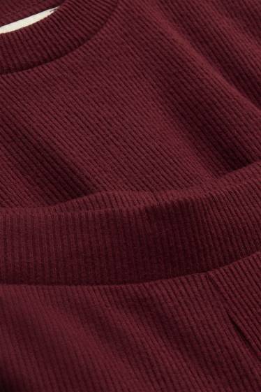 Kinderen: meisjes - Set - longsleeve en legging - geribd - 2-delig - bordeaux