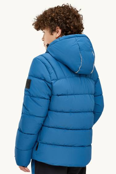 Enfants garçons - Veste de ski à capuche - doublée - déperlante - bleu / noir
