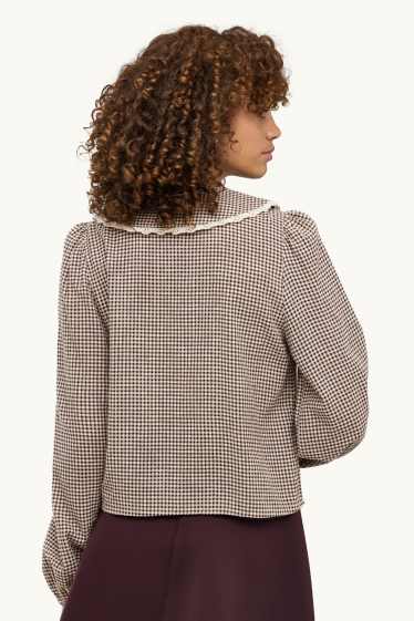 Dames - Blouse - geruit - bruin / beige