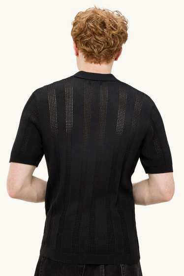 Home - Polo - relaxed fit - de ratlles - negre