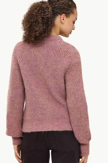 Donna - Cardigan - a coste - rosa melange