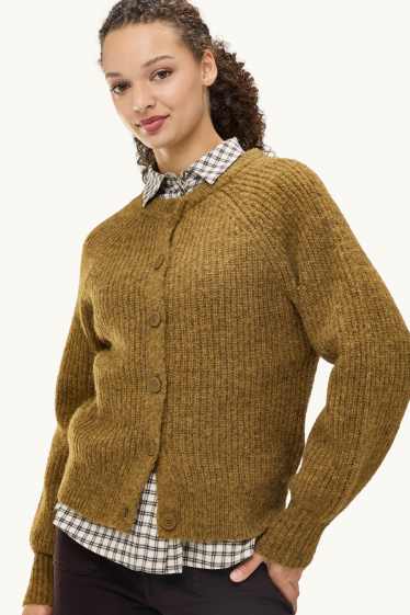 Donna - Cardigan - a coste - giallo senape