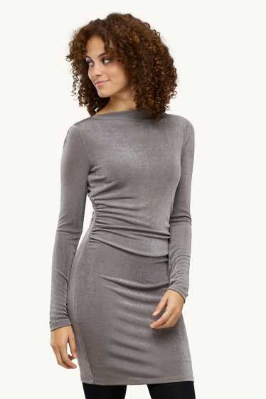 Dámské - Bodycon šaty - s třpytivým efektem - šedá