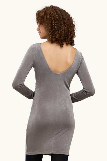 Dámské - Bodycon šaty - s třpytivým efektem - šedá