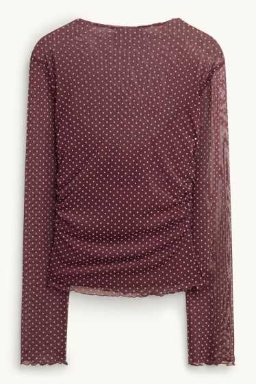 Femmes - T-shirt - bordeaux / blanc