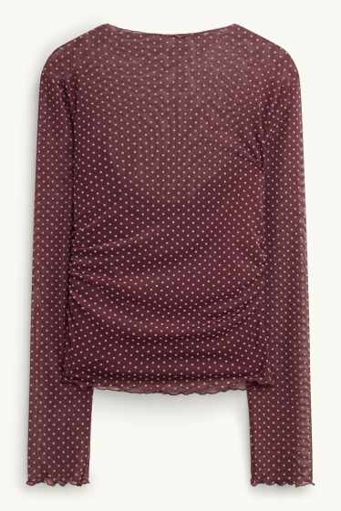 Femmes - T-shirt - bordeaux / blanc