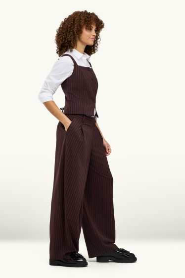 Dames - Pantalon - mid waist - loose fit - met strepen - bordeaux